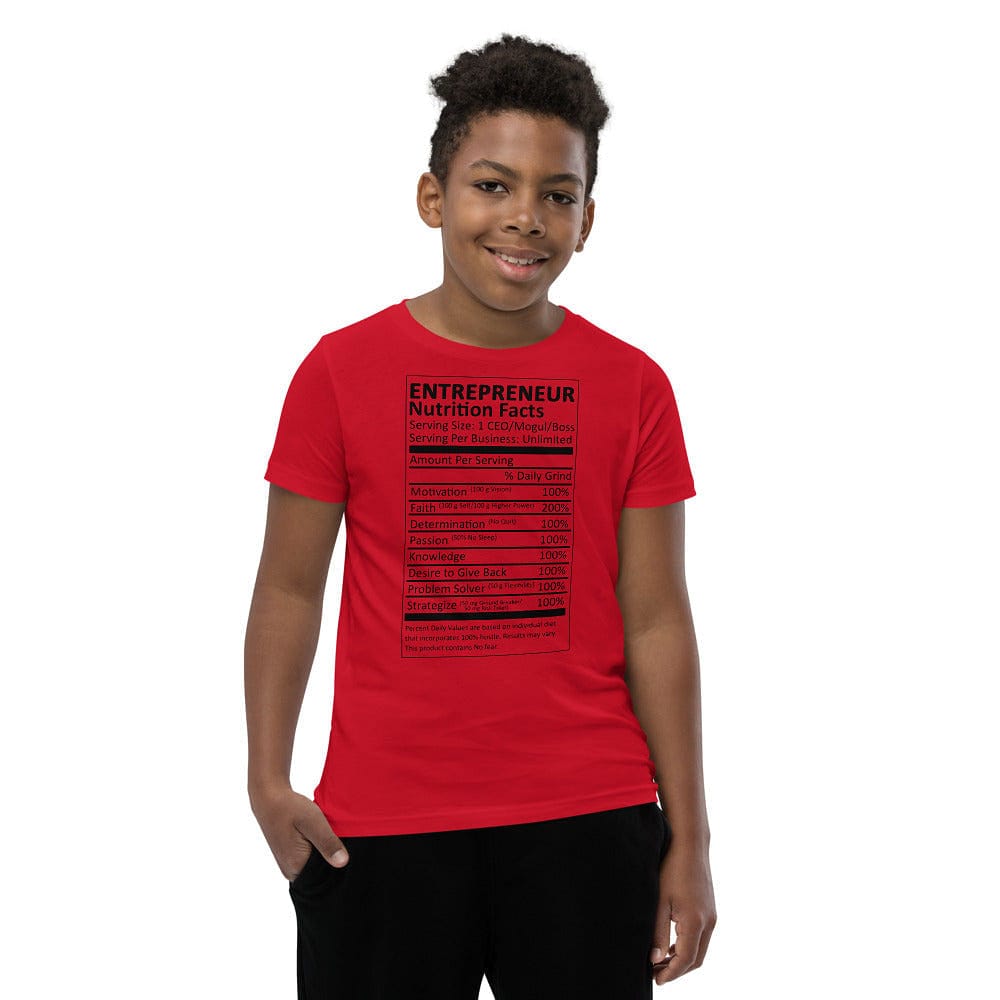 Entrepreneur Life Nutrition Facts Youth Short Sleeve T-Shirt - Entrepreneur Life