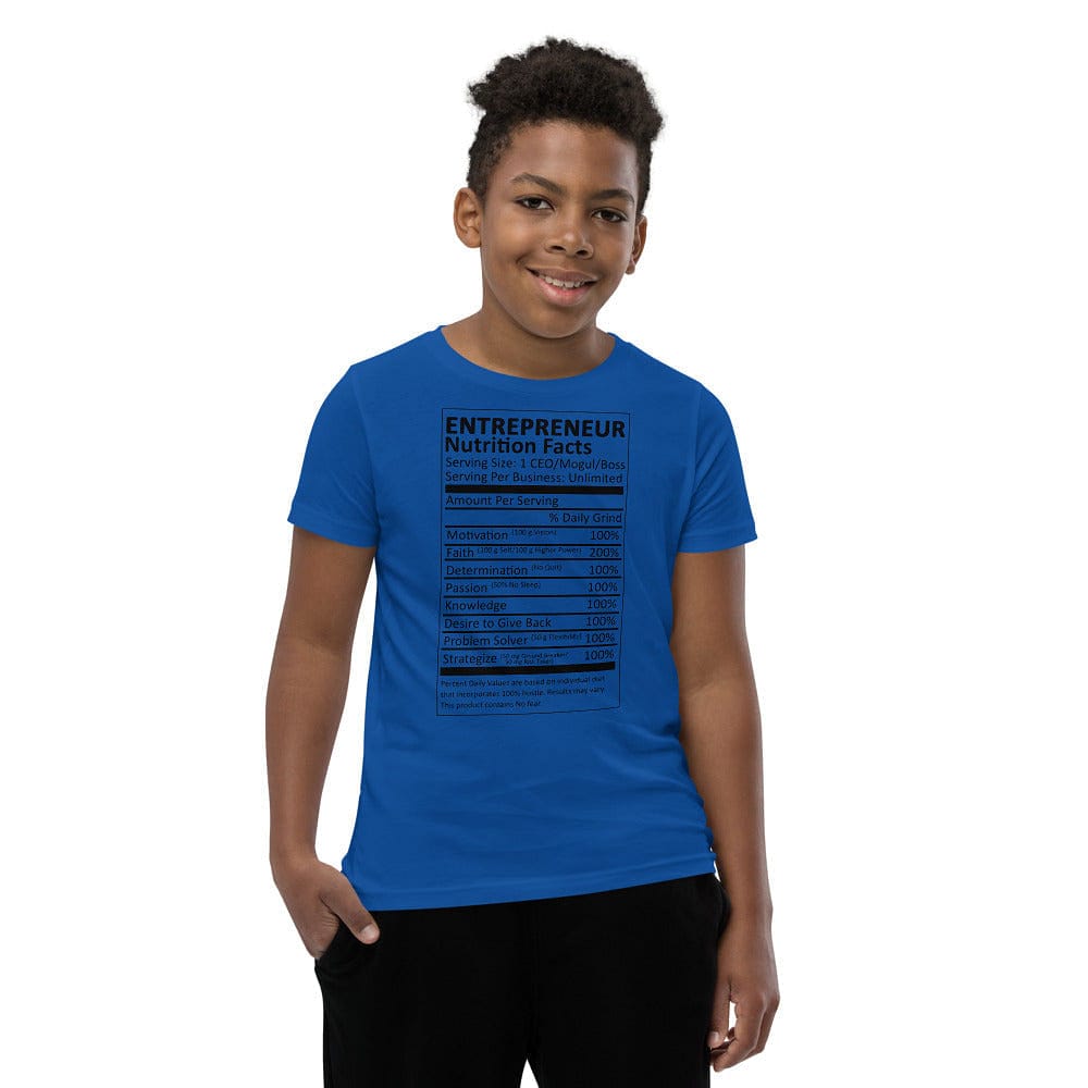 Entrepreneur Life Nutrition Facts Youth Short Sleeve T-Shirt - Entrepreneur Life