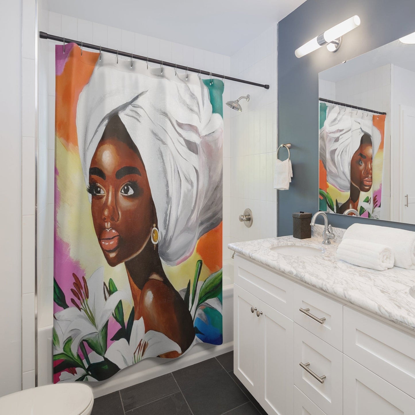 Elegant Artistic Shower Curtain | Modern Home Decor, Bathroom Accessories, Unique Gift, Colorful Art