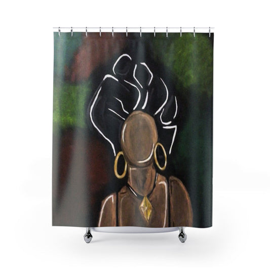 Elegant African Art Shower Curtain, Home Decor, Bathroom Accessory, Gift for Her, Boho Chic Shower Curtain