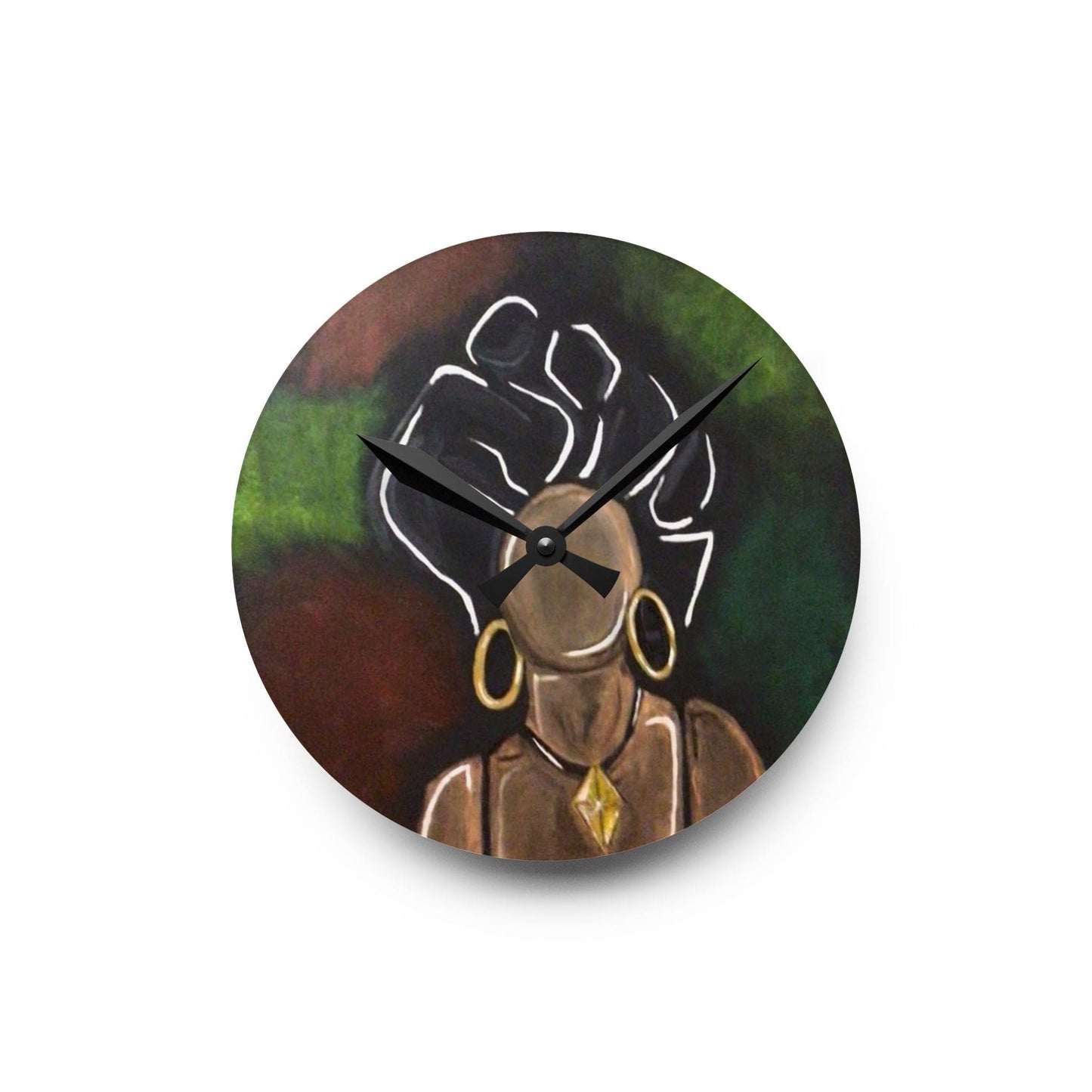 Elegant Afrocentric Acrylic Wall Clock, Home Decor, Wall Art, Unique Gift, Boho Style, African Heritage
