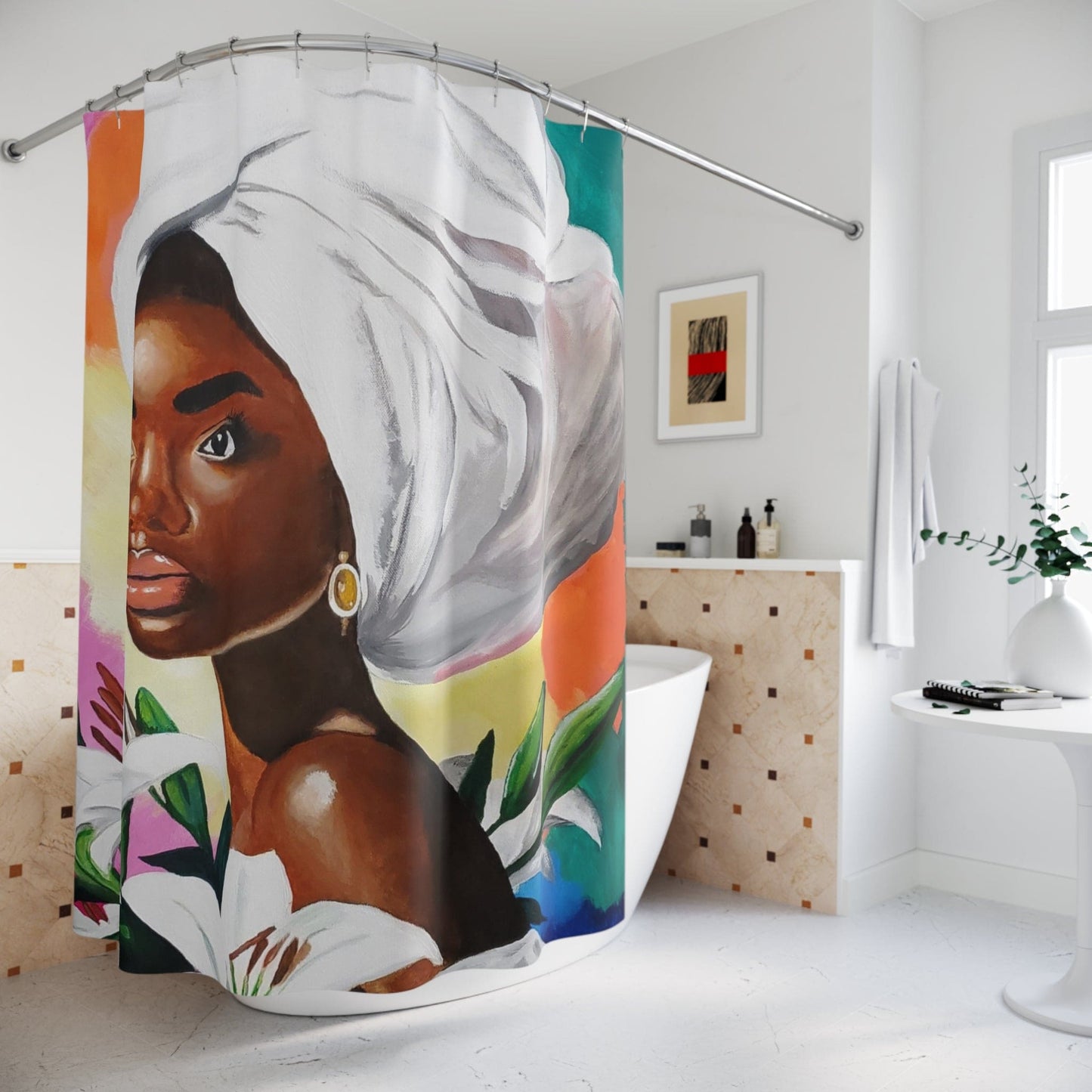 Elegant Artistic Shower Curtain | Modern Home Decor, Bathroom Accessories, Unique Gift, Colorful Art