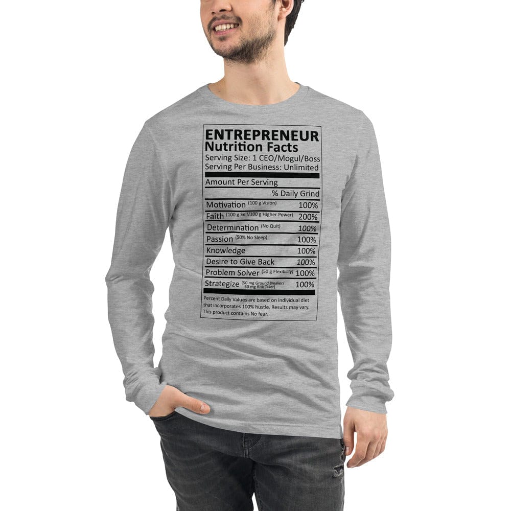 Entrepreneur Life Nutrition Facts Long Sleeve Tee - Entrepreneur Life
