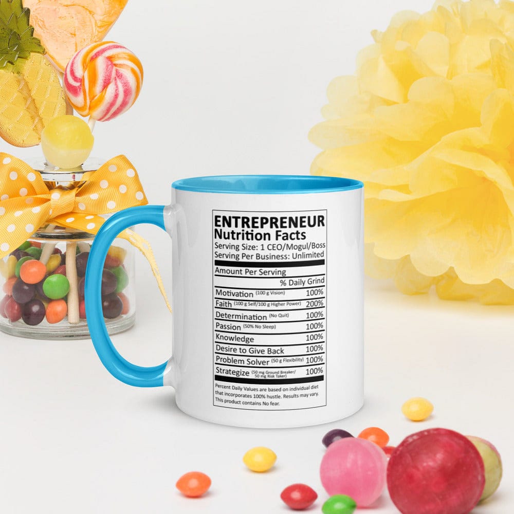 Entrepreneur Life Nutrition Facts Mug with Color Inside - Entrepreneur Life