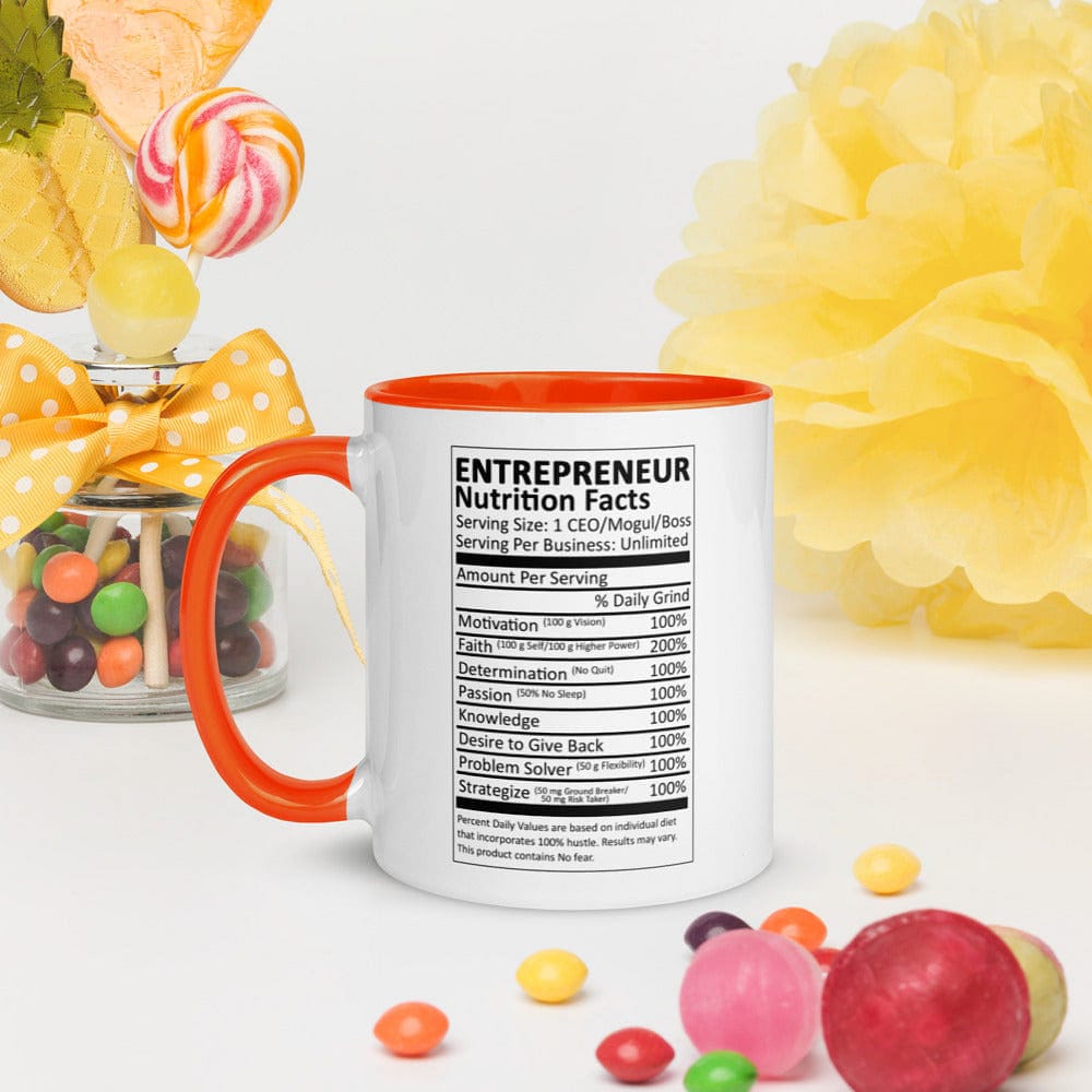 Entrepreneur Life Nutrition Facts Mug with Color Inside - Entrepreneur Life