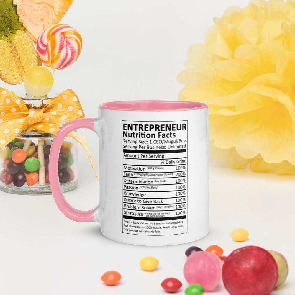 Entrepreneur Life Nutrition Facts Mug with Color Inside - Entrepreneur Life
