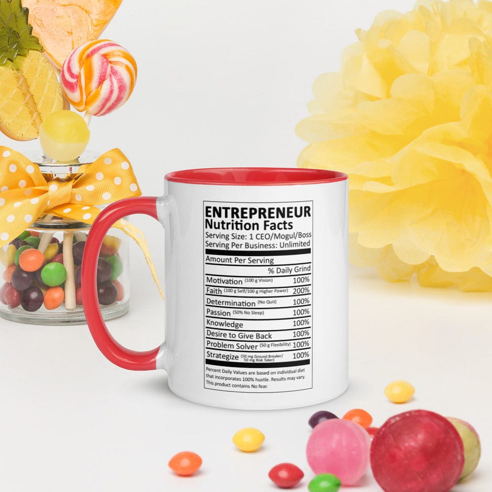 Entrepreneur Life Nutrition Facts Mug with Color Inside - Entrepreneur Life