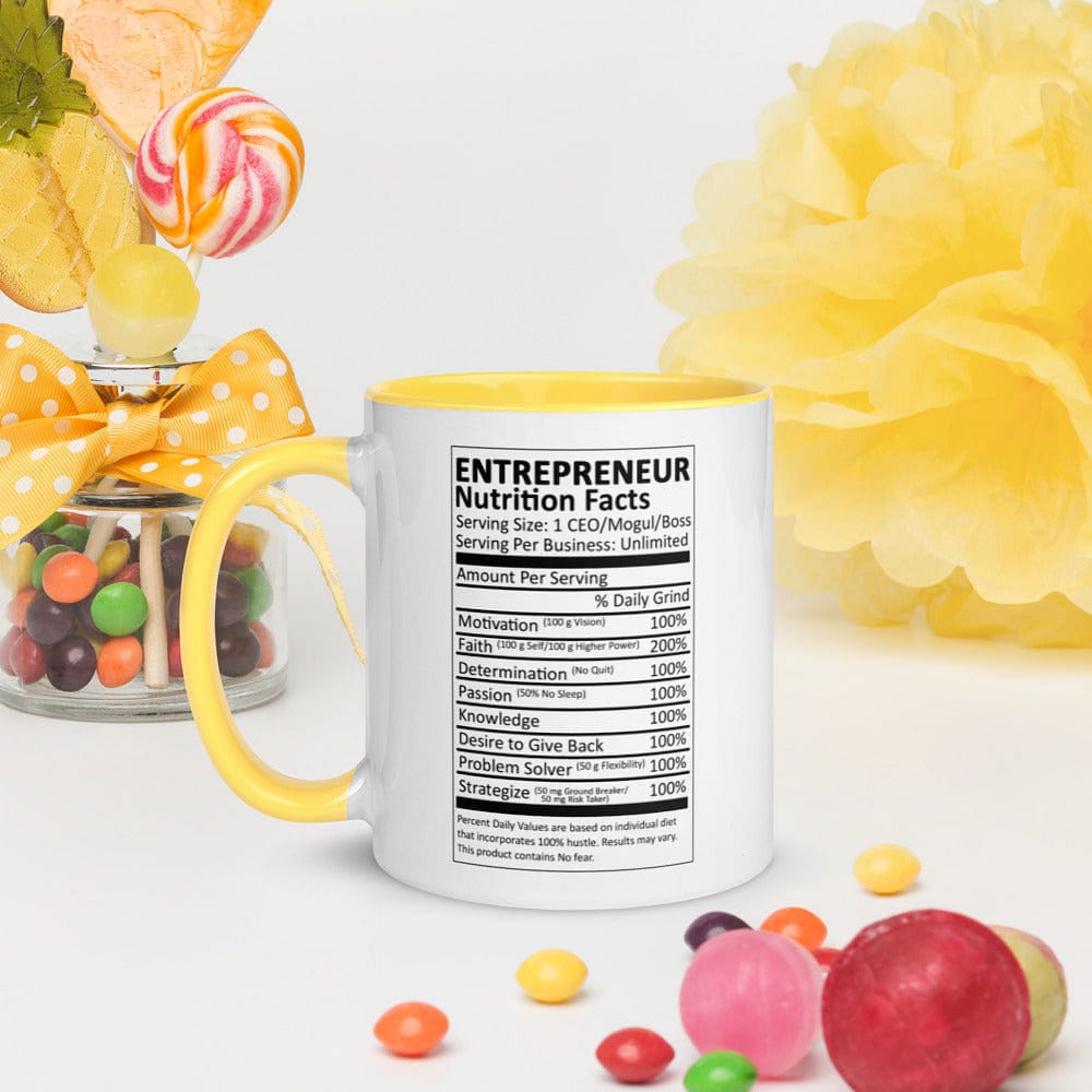 Entrepreneur Life Nutrition Facts Mug with Color Inside - Entrepreneur Life