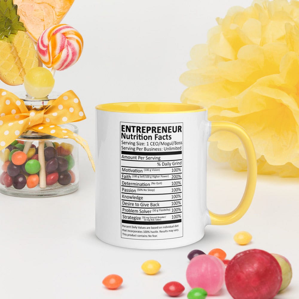 Entrepreneur Life Nutrition Facts Mug with Color Inside - Entrepreneur Life